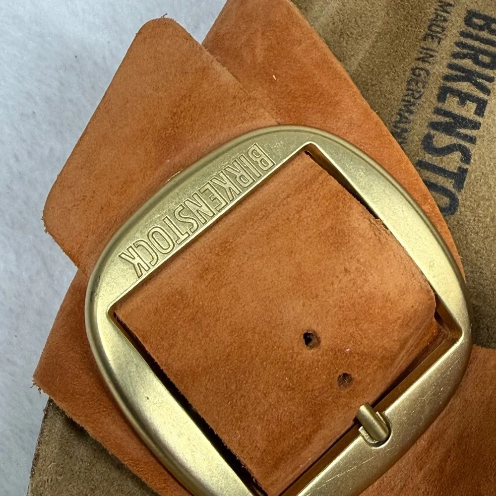 Birkenstock Madrid Big Buckle Burnt Orange Nubuck Leather Slide Sandals 42 L11 - Picture 4 of 11